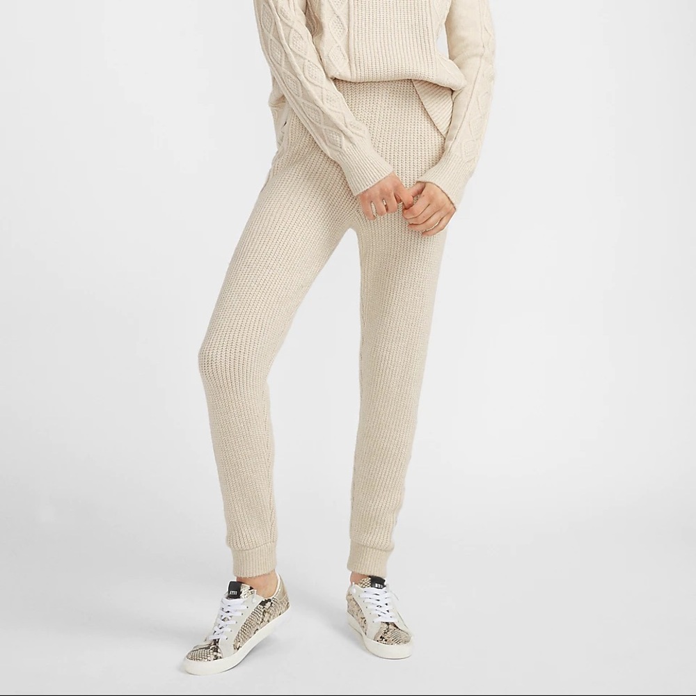 Express High Waisted Cable Knit Jogger Pant